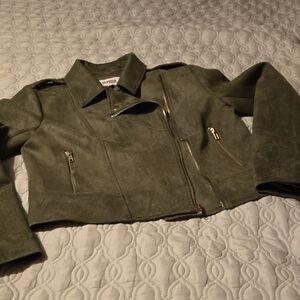 BB Dakota Olive Green Faux Suede Jacket